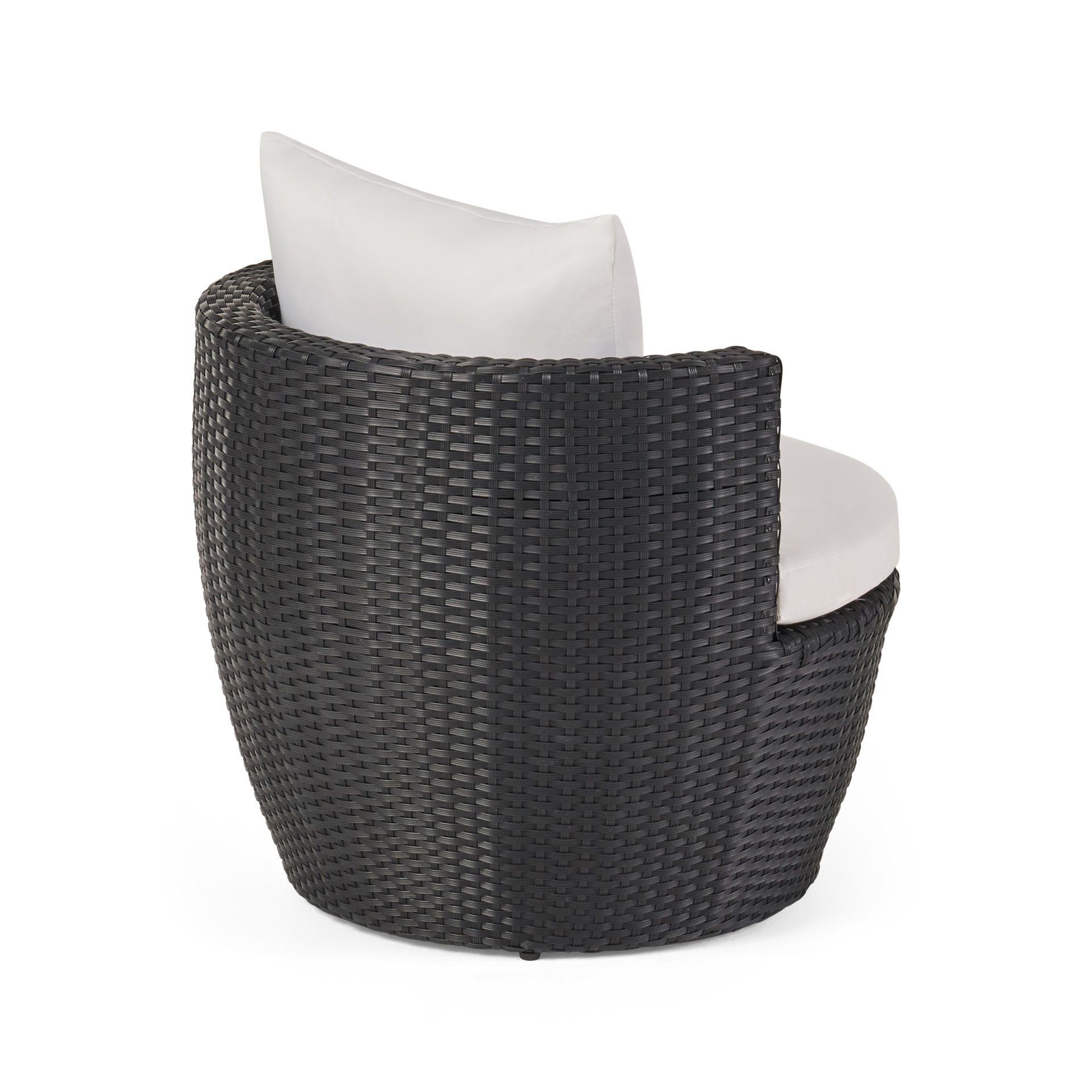 Kono - Outdoor 3 Pieces Chat Set With Cushions And Tempered Glass Tabletop - Black / Ivory - Image 11