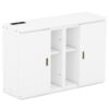 Full Size Murphy Bed With Shelves, Cabinets And USB Ports - White - Image 4