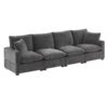 Modern Modular Sofa, 4 Seat Chenille Sectional Couch Set With 2 Pillows Included, Freely Combinable Indoor Funiture - Black / Gray - Image 3