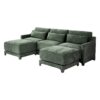 Elegant 3 Seater Sofa With Movable Ottomans And Lumbar Pillow - Green - Image 20