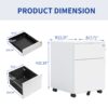 2 Drawer Mobile File Cabinet With Lock Steel File Cabinet For Legal / Letter / A4 / F4 Size / Home / Office Design - White - Image 2