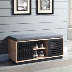 Gamaliel - Bench With Storage - Oak / Espresso