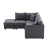 Modern Sectional Sofa With Vertical Stripes, 2 Pillows, 5 Seat Couch With Convertible Ottoman, Various Combinations, L-Shape Indoor Furniture - Dark Gray - Image 6