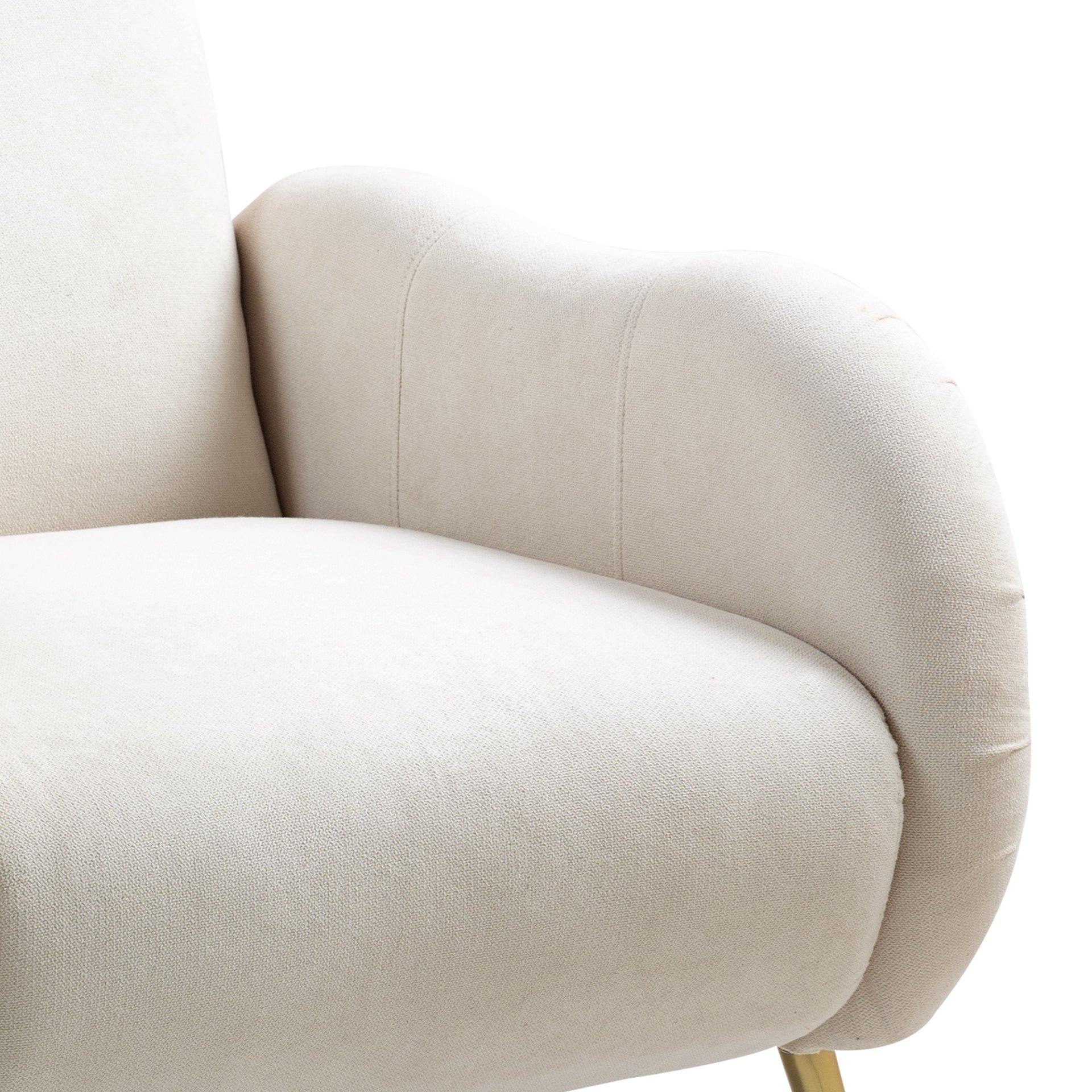 Modern Accent Chair With Snowflake Fabric And Metal Legs, Single Sofa Chair For Living Room - Beige - Image 11