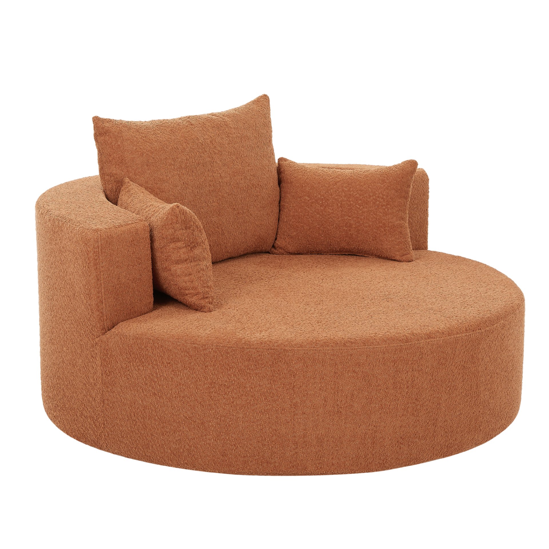 360° Swivel Chair Accent Barrel Chair Swivel Round Sofa Chair With 3 Removable Pillows For Living Room, Office And Hotel - Orange Red - Image 24