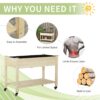 Outsunny - Raised Garden Bed, 47" x 22" x 33", Elevated Wooden Planter Box With Lockable Wheels, Storage Shelf, And Bed Liner For Backyard, Patio - Natural - Image 5