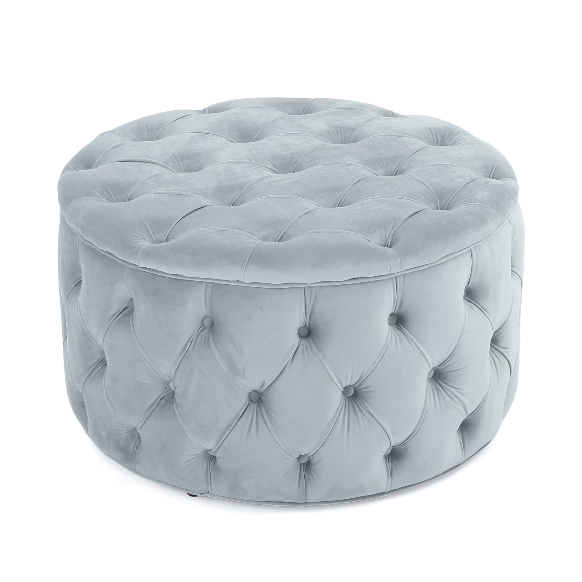 Elegant Ottoman With Plush Velvet Upholstery - Light Gray - Image 6