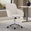 Adjustable Office Chair, Ergonomic Swivel Chair, Velvet Backrest Seat, Comfortable For Long Sitting - Beige - Image 2