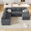 U-Shaped Sofa Sectional Sofa Pull-Out Sofa Bed With A Storage Chaise Lounge, Charging Devices For Living Room - Gray - Image 8