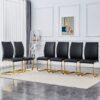 Luxury Simple Arch Chair (Set of 6) High Resilience Dining Chair With Arched Metal Leg - Black / Gold - Image 2