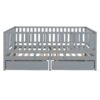 Full Size Daybed With Fence Guardrails And 2 Drawers - Gray - Image 2