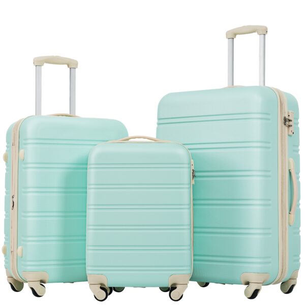 3 Piece Luggage Set Hardside Spinner Suitcase With Tsa Lock 20" 24' 28" Available - Light Green