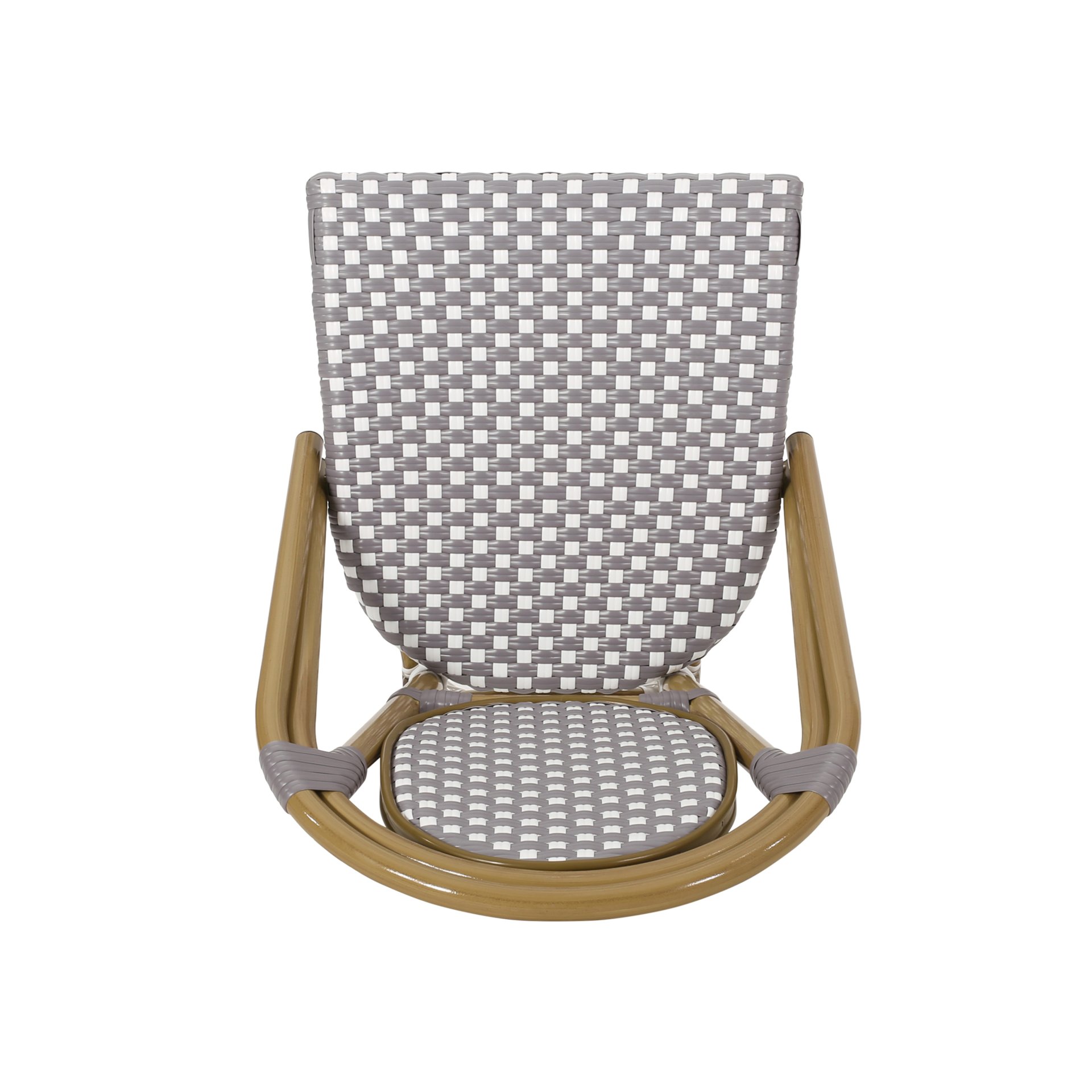 French Bistro Chair Set Outdoor Cafe Style - White / Gray - Image 9