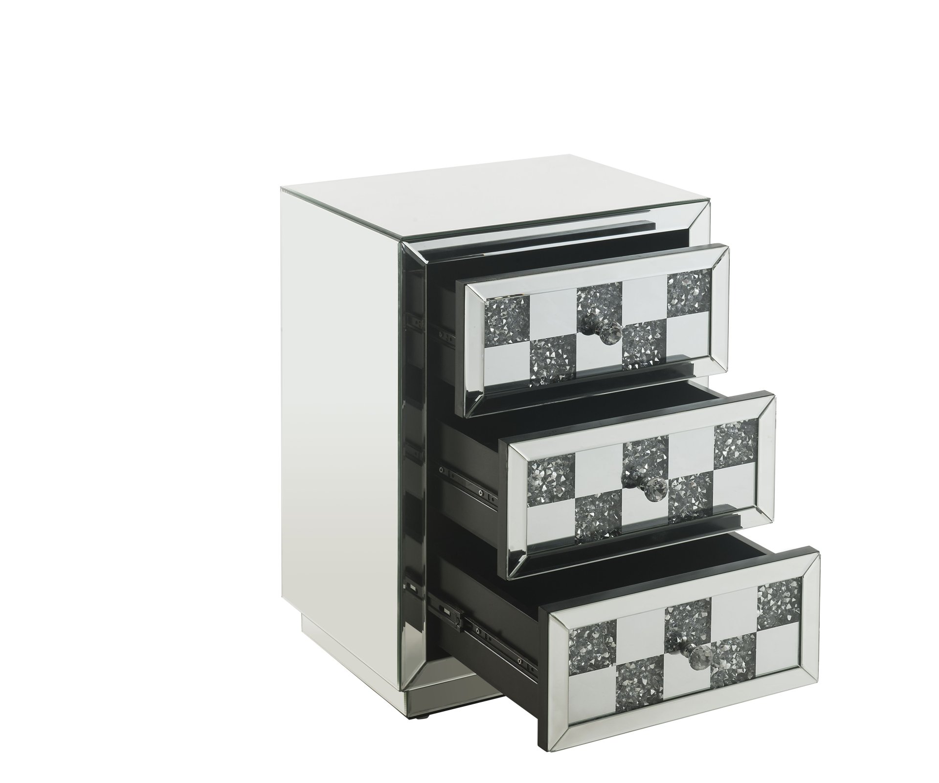 Noralie - Mirrored Faux Diamonds Accent Table - Silver - Image 5