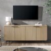 Modern Fluted Door Minimalist Storage Sideboard - Coastal Oak / Black - Image 3