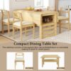 5 Piece Extendable Wood Square Dining Table Set With 2 Drop Leaves, Compact Storage Shelf Kitchen Table Set With Upholstered Chairs For 4 - Natural - Image 4