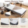 Folding Bed Cot With Mattress, Foldable Metal Frame Bed For Guest With Memory Foam Mattress On Wheels, Saving Space Rollaway Bed - Black - Image 8