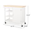 Contemporary Kitchen Cart With Wheels - White - Image 3