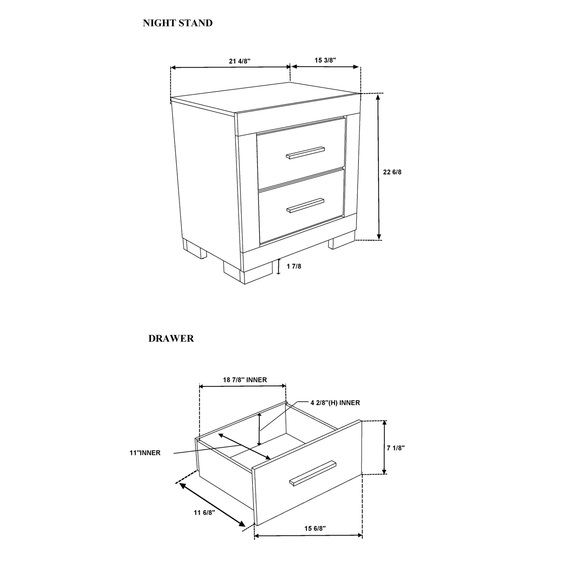 Elsa - 2 Toned Nightstand With Bar Handle And Spacious Drawers - Black - Image 2