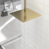 16" Square Stainless Steel Rainfall Shower Head Wall / Ceiling Mount With Self Cleaning Nozzles & Full Coverage Design - Gold - Image 5