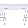 Coleen - High Gloss Writing Desk With USB - Chrome / White - Image 3