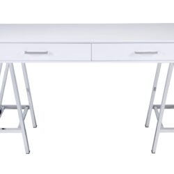 Coleen - High Gloss Writing Desk With USB - Chrome / White