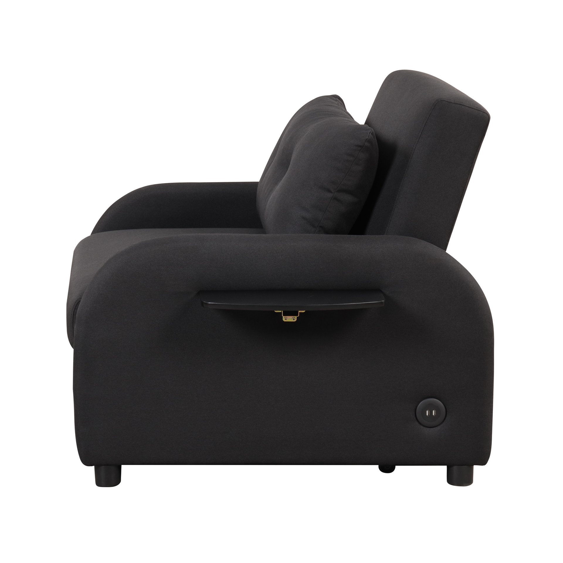 3 In 1 Pull Out Sofa Sleeper With Wing Table And USB Charge - Black - Image 19