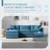 Modular Sectional With Deep And Wide Seat, L Shaped Cloud Couch Set With Double Cushions 4 Seat Sofa With Movable Ottoman Oversized - Blue - Image 6