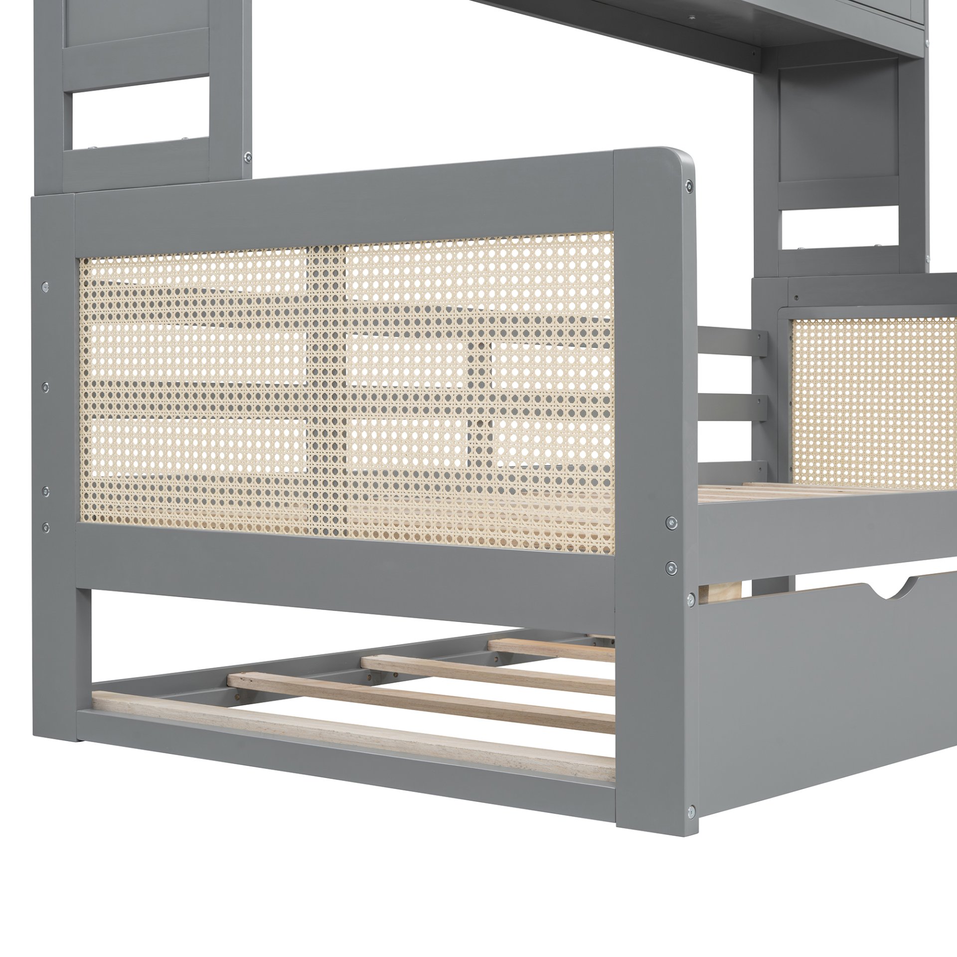 Twin Size Wooden Daybed With Twin Size Trundle, And All In One Cabinet And Shelf - Gray - Image 19