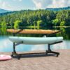 Heavy Duty Freestanding Kayak Storage Rack With Adjustable Stand And Lockable Wheels, Metal - White - Image 2