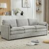 Cozy Upholstered 3 Seater Sofa Oversized Comfy Cloud Sofa Double Cushion 3 Seater Sofa Plush Cushion Sofa Couch For Living Room - Light Gray - Image 10