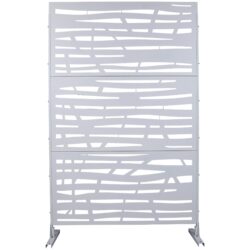Outdoor & Indoor Privacy Screen Metal Privacy Screen, Freestanding Decorative Screen For Deck Balcony Patio - White