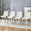 Modern Style Extended Seat Cushion Dining Chair Set, Splicing 4 Pieces - White / Black - Image 4