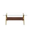 Rectangle Coffee Table With Tempered Glass Top And Golden Metal Legs, Modern Table For Living Room, Transparent Glass - Gold / Dark Brown - Image 10