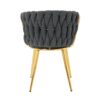 Modern Simple Dark Gray Linen Dining Chair With Plated Metal Legs, (Set of 2) - Gold - Image 19