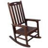 Wooden Oversized Porch Rocker Chair With Wide Seat And Tall Backrest, High Back Smooth Rocking Chairs For Outdoor & Indoor - Brown - Image 5