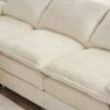 Modern Deep 3 Seat Sofa Couch With Ottoman, Polyester Sofa Sleeper Comfy Upholstered Furniture For Living Room - Beige - Image 5