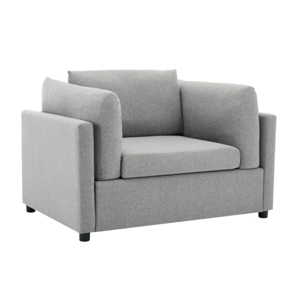 Wide Modern Oversized Armchair With Ottoman Stool, Single Sofa With Lumbar Support, Accent Chair, Reading Chair For Bedroom, Living Room - Light Gray