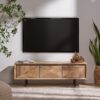 TV Stand With 3 Cabinets For TVs Up To 59" - Natural - Image 9