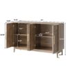 Modern Carved 4 Door Sideboard Buffet Cabinet With Storage, Adjustable Layer Board - Walnut - Image 3
