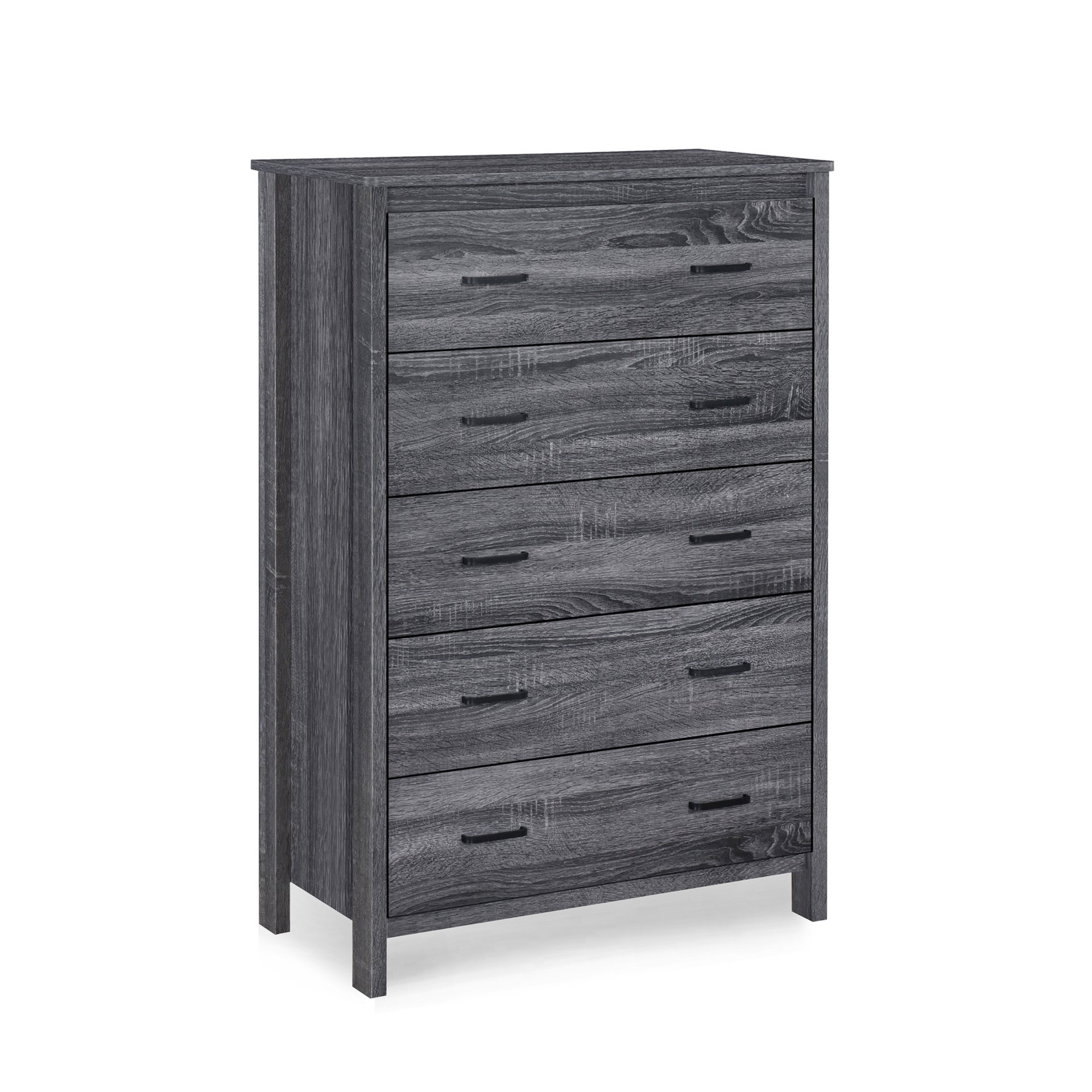 Titeca - Contemporary Wood 5 Drawer Dresser - Dark Gray - Image 6