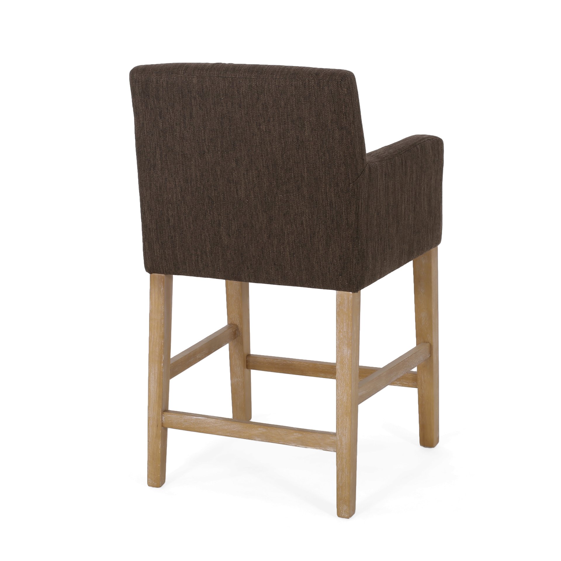 Charmed Upholstered Counter Stool With H Frame Base And Round Arms - Brown - Image 5