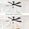 Modern Ceiling Fan With 3 Color Dimmable Light 5 ABS Blades Smart Remote Control Reversible Dc Motor - Black - Image 4