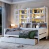 Full Size Daybed With Glass Door Storage Cabinets, Built In LED Lighting And Shelves - White - Image 18
