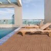 Plastic Interlocking Deck Tiles, Patio Flooring Outdoor Waterproof All Weather Use For Garden Poolside Front / Back Yard (Set of 44) - Burlywood - Image 5