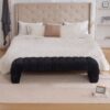 Modern Upholstered Armless Bed Bench With Channel Tufted Design Chenille - Black - Image 6