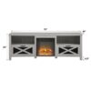Industrial Farmhouse Metal Mesh Drop Down X Door 70" Fireplace TV Stand For 80" TVs - Stone Gray - Image 5