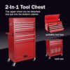 8 Drawer Rolling Tool Chest With 2 In 1 Detachable Top Box, Lockable Wheels, Liners, And Side Hooks Metal Tool Cabinet For Garage - Red - Image 6