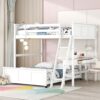 Full Over Full Bunk Bed With Desk - White - Image 11