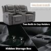 2 Seater Home Theater Recliner Manual Recliner Chair With A Storage Box And Two Cup Holders For Living Room - Gray - Image 6
